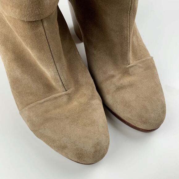 Rag & Bone Newbury Boots Heeled Tan Suede Zipper Ankle Women's 41 US 11 - Picture 4 of 12